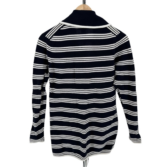 Brooks Brothers Navy White Striped Button Front Cardigan Sweater Pockets size M - Picture 7 of 11